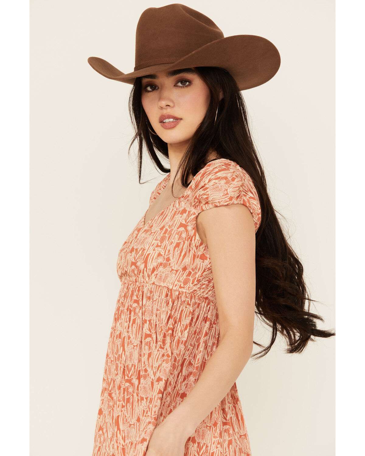 Image #2 - Rock & Roll Denim Women's Cactus Print Mini Dress, Rust Copper, hi-res