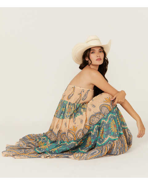 Free People Women's Super Thrills Floral Print Maxi Skirt , Blue, hi-res