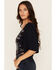 Image #2 - Shyanne Women's Embroidered Short Sleeve Cropped Blouse, Indigo, hi-res
