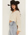 Image #2 - Shyanne Women's Ruched Front Bell Sleeve Sweater, Ivory, hi-res