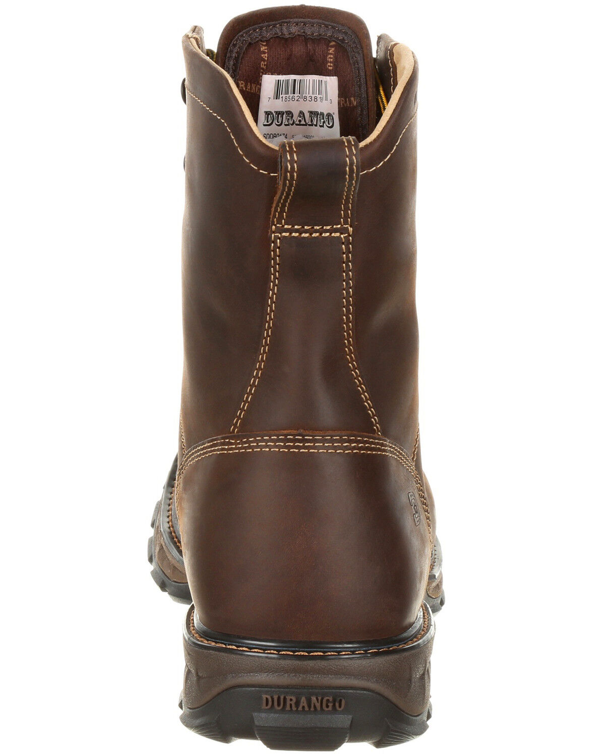 Image #4 - Durango Men's Maverick Waterproof Lacer Work Boots - Round Toe, Pecan, hi-res
