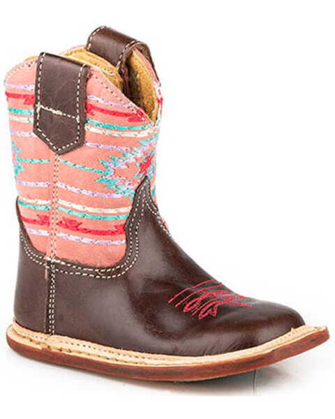 Roper Infant Girls' Shailee Western Boots - Broad Square Toe, Brown, hi-res
