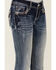 Image #4 - Grace in LA Girls' Medium Wash Paisley Embroidered Faux Flap Pocket Bootcut Stretch Denim Jeans, Medium Wash, hi-res