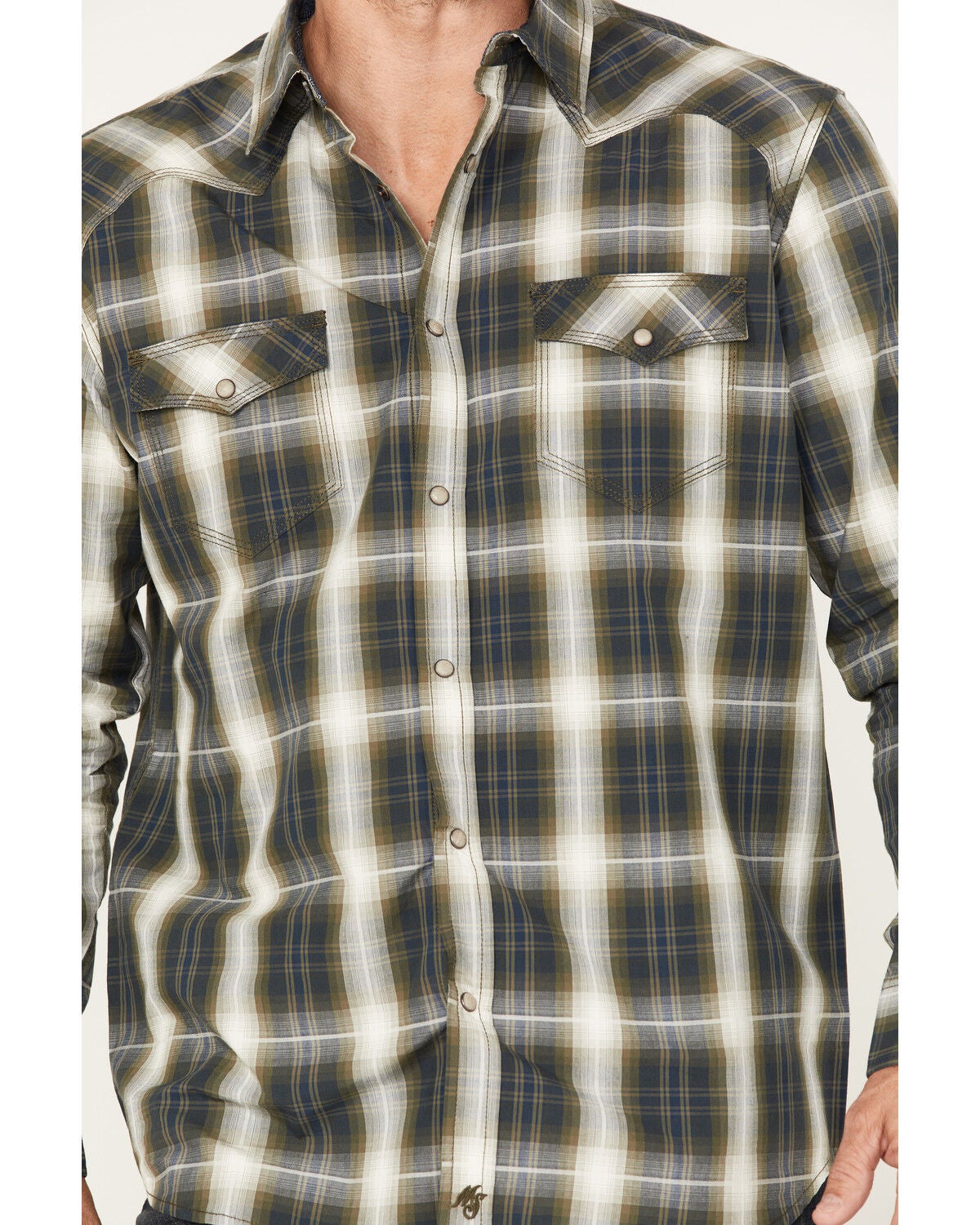 Image #3 - Moonshine Spirit&reg; Men's All Day Long Large Plaid Snap Western Shirt, Green, hi-res