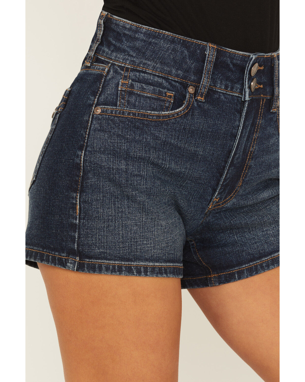 Image #2 - Shyanne Women's Faye Medium Wash High Rise Comfort Stretch Denim Shorts, Medium Wash, hi-res