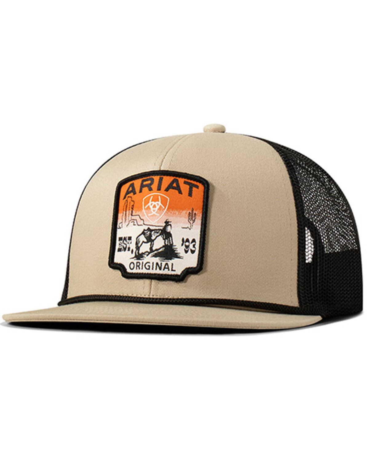 Image #1 - Ariat Men's Desert Scene Patch Ball Cap, Black/tan, hi-res