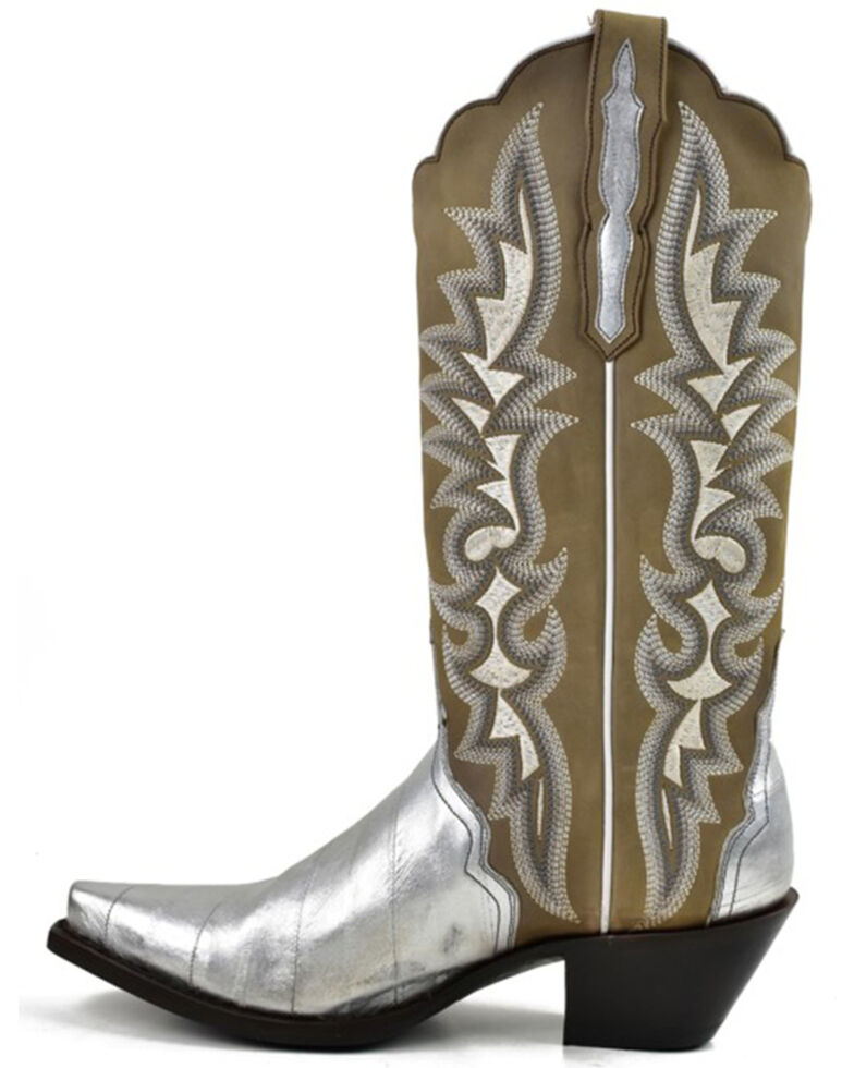 Dan Post Women's Eel Exotic Western Boot - Snip Toe , Silver, hi-res