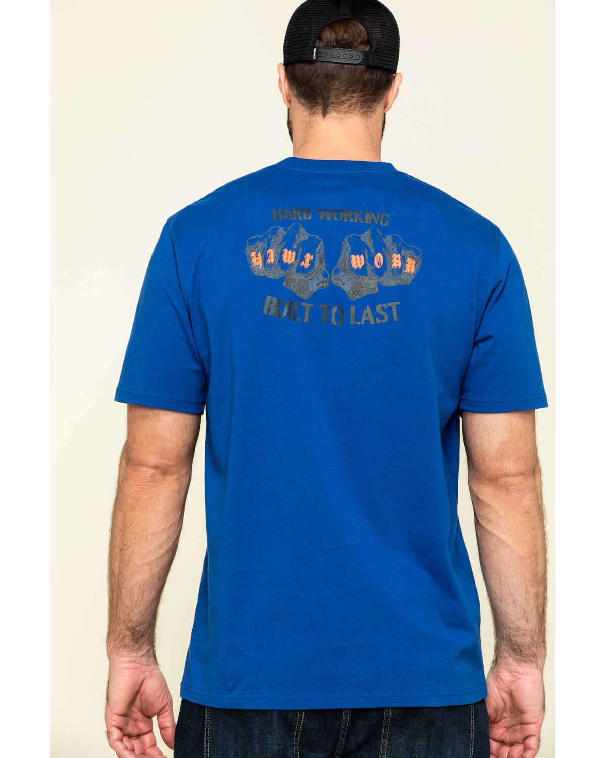 Image #2 - Hawx Men's Fist Graphic Short Sleeve Work T-Shirt, Indigo, hi-res