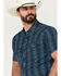 Image #2 - Panhandle Men's Southwestern Print Short Sleeve Pearl Snap Performance Western Shirt, Dark Blue, hi-res