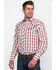 Image #3 - Roper Men's Large Fancy Plaid Long Sleeve Western Shirt, Red, hi-res