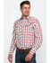 Roper Men's Red Large Fancy Plaid Long Sleeve Western Shirt , Red, hi-res