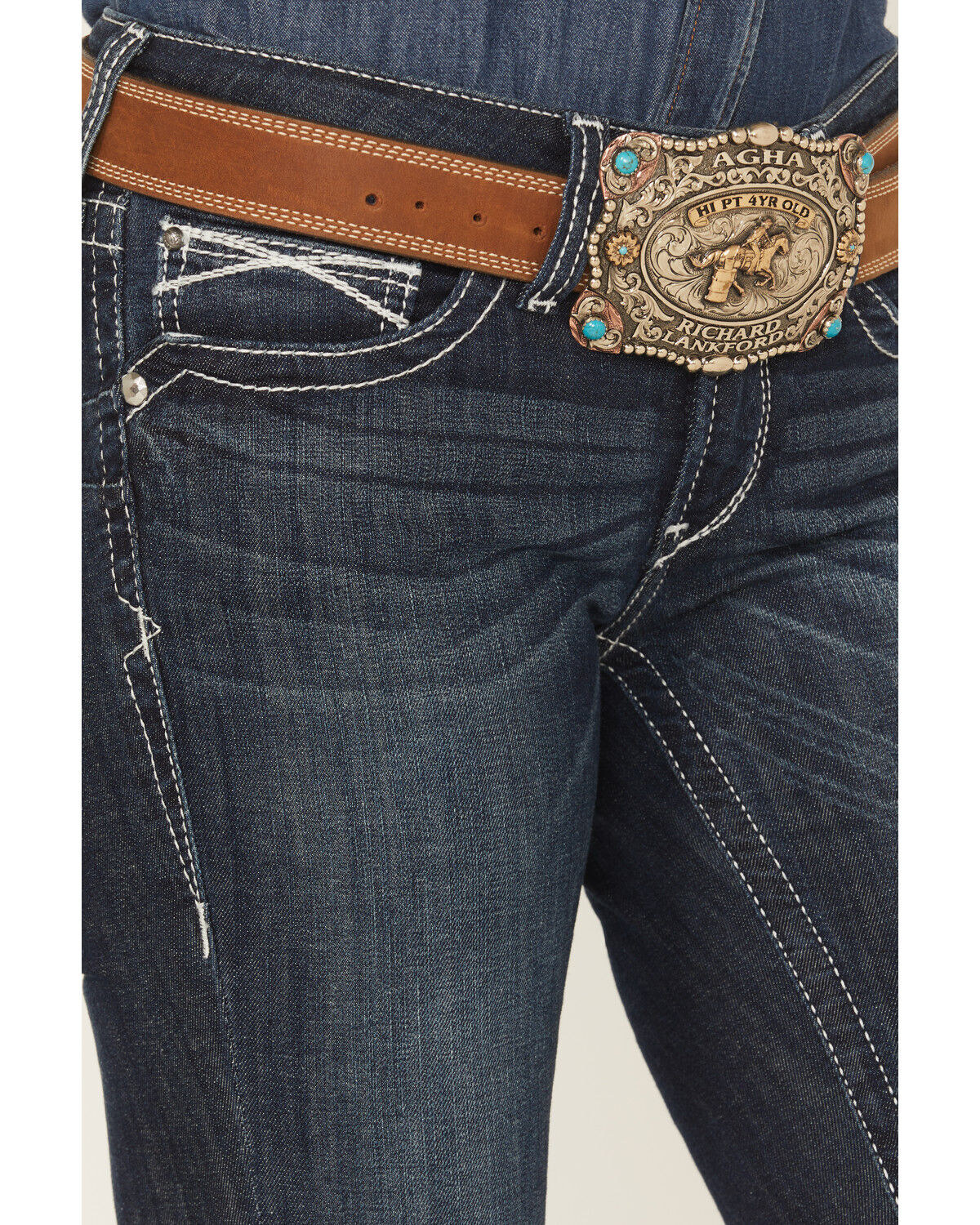 Image #2 - Ariat Women's Low Rise Rosy Whipstitch Bootcut Jeans, Blue, hi-res