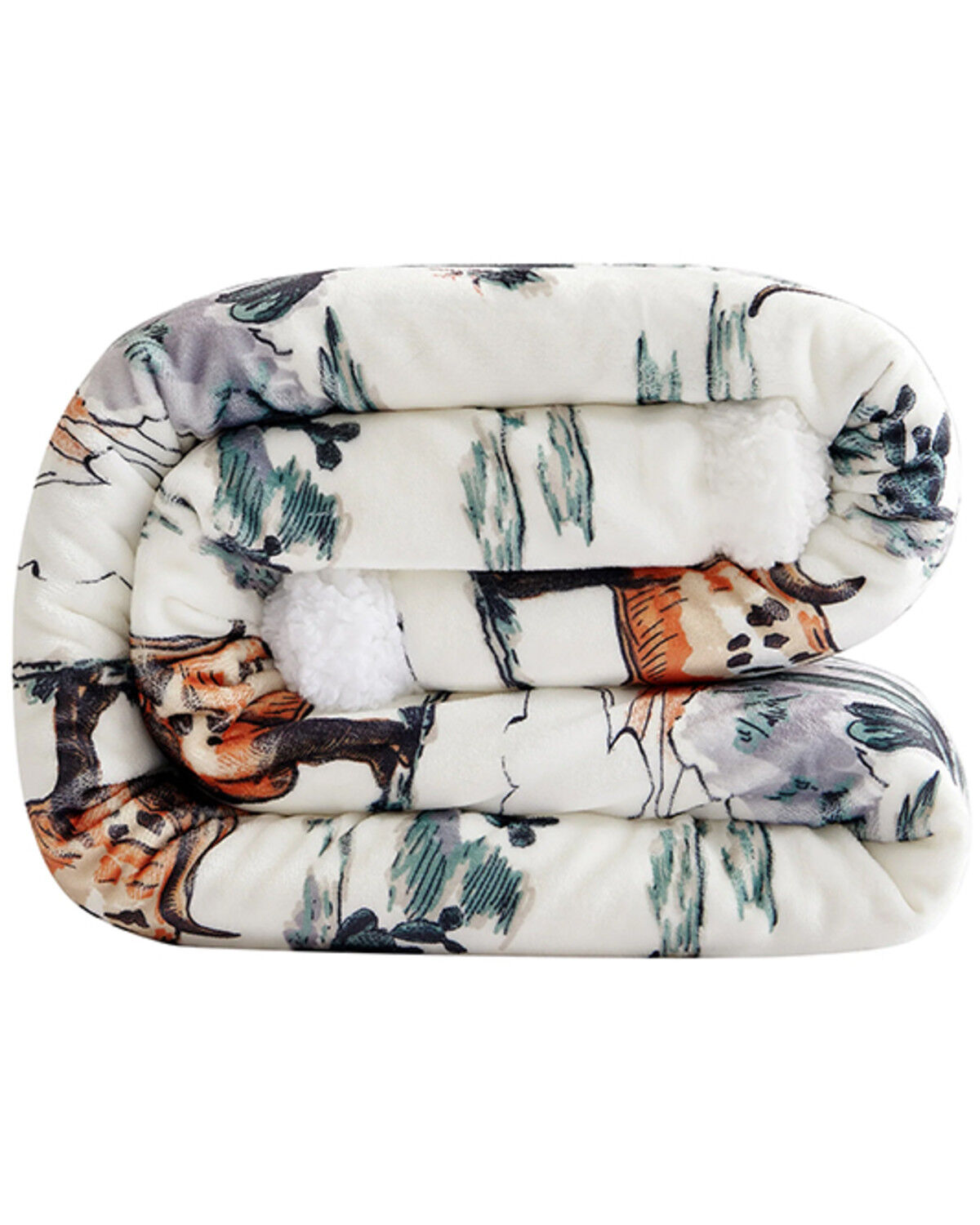 Image #3 - HiEnd Accents Ranch Life Western Toile Campfire Sherpa Throw, Black, hi-res