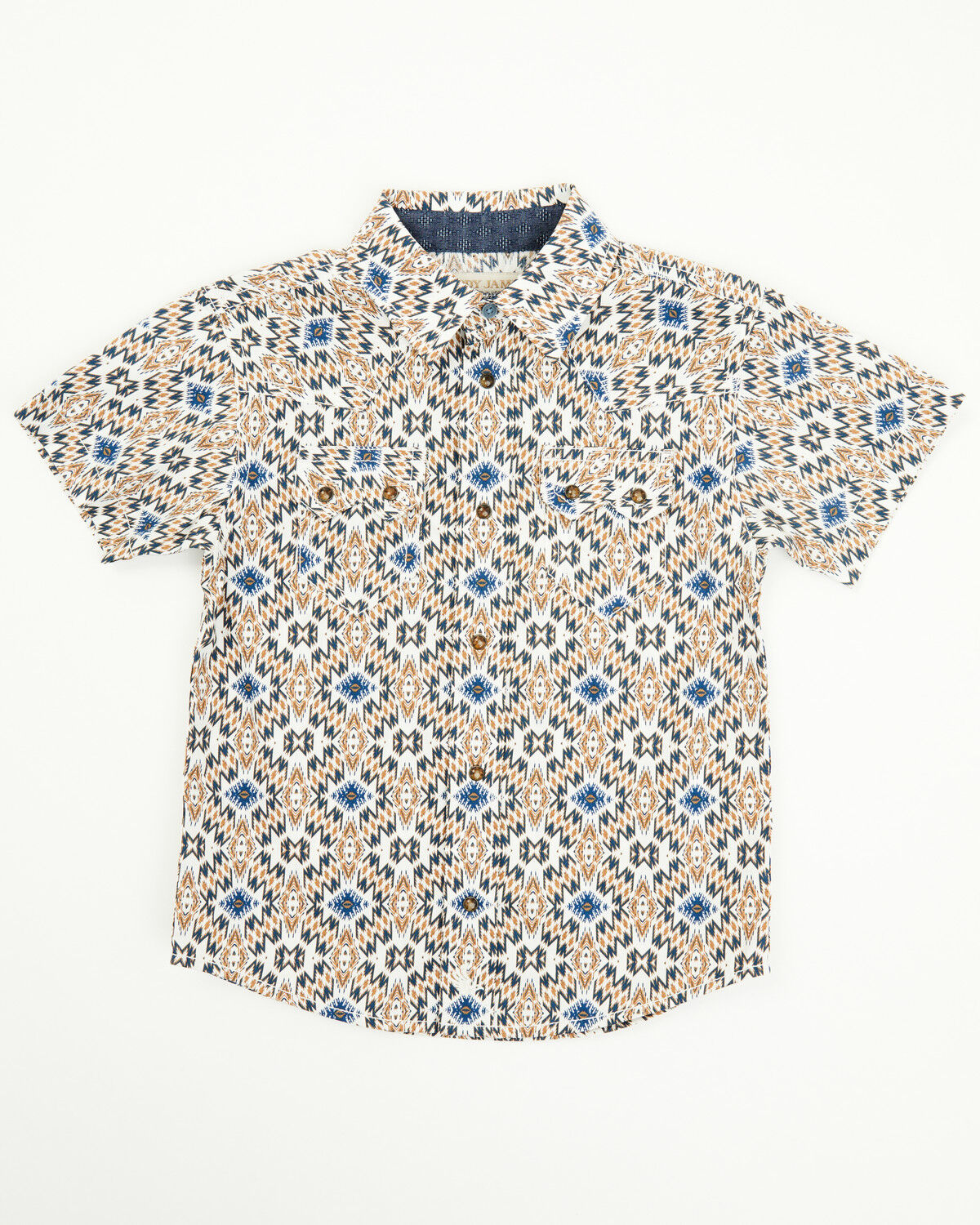 Image #1 - Cody James Toddler Boys' High Plains Southwestern Print Short Sleeve Western Shirt, Tan, hi-res