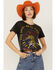 Image #1 - Country Deep Women's Acid Wash Shook Me Short Sleeve Cropped Graphic Tee, Black, hi-res