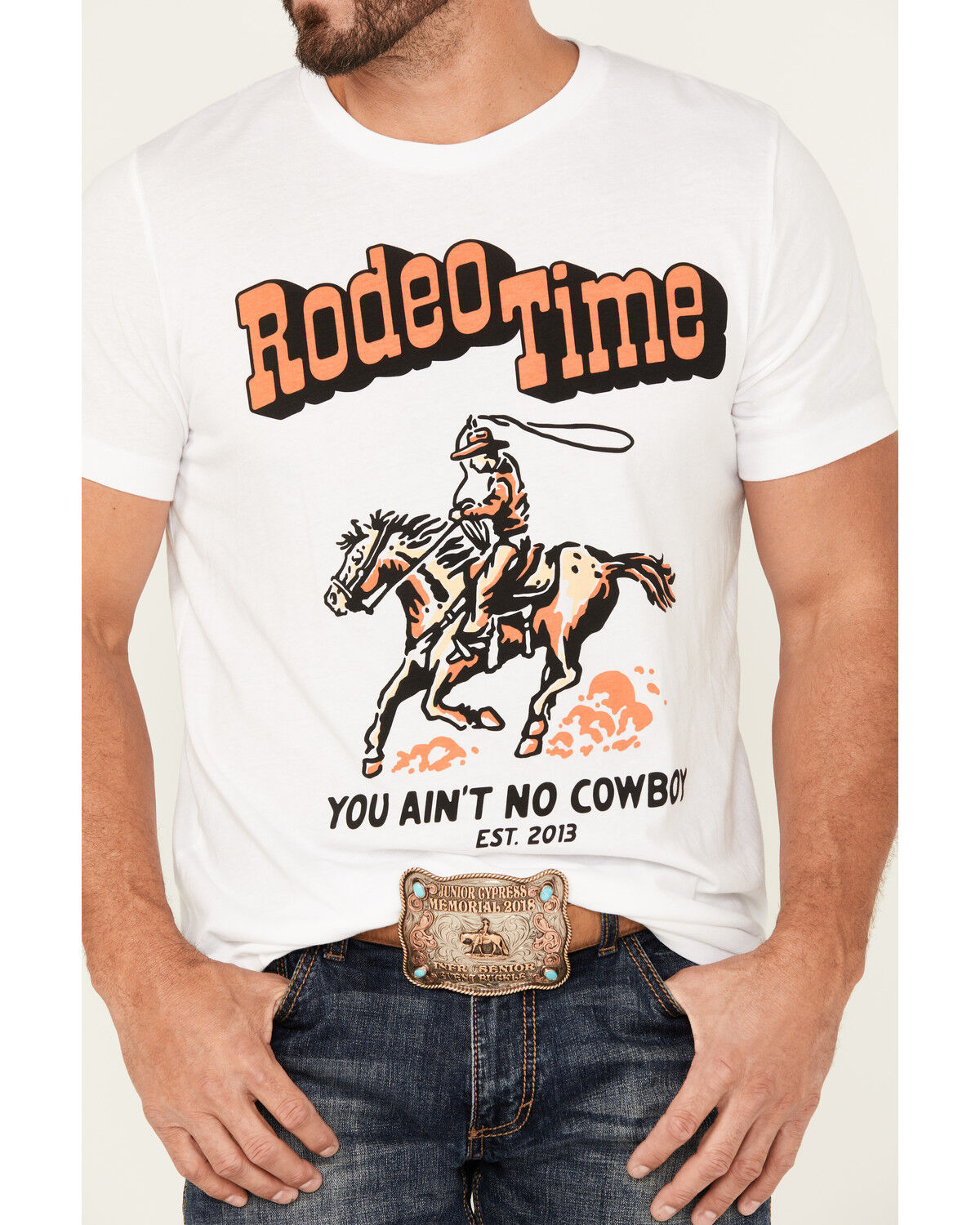 Image #3 - Rodeo Time Men's Ropin' Short Sleeve Graphic T-Shirt, White, hi-res
