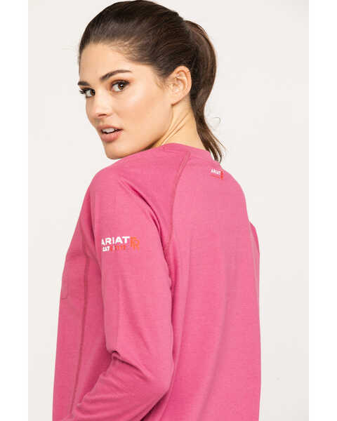 Image #5 - Ariat Women's FR Air Crew Long Sleeve Work Shirt, Pink, hi-res
