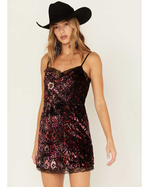 Idyllwind Women's Houston Cowl Neck Mini Dress, Fuchsia, hi-res