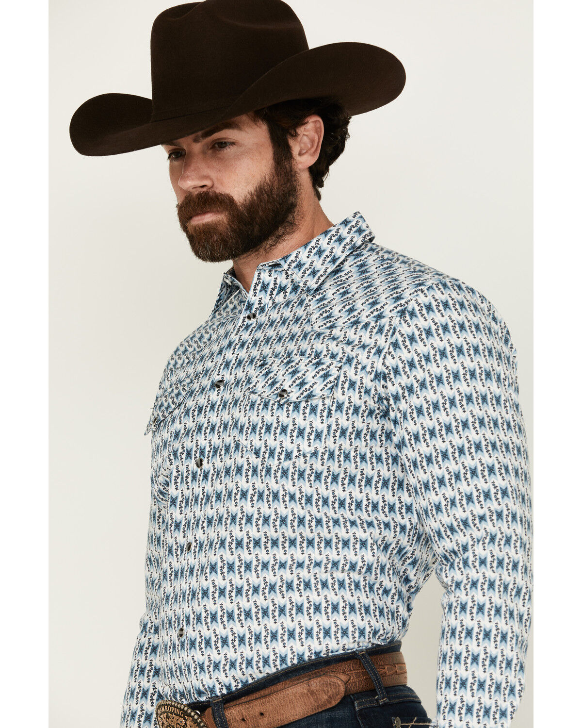 Image #2 - Gibson Men's Stevenson Floral Print Long Sleeve Snap Western Shirt, White, hi-res