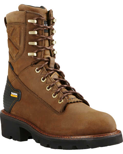 Image #2 - Ariat Men's Powerline H2O Work Boots - Soft Toe, Brown, hi-res