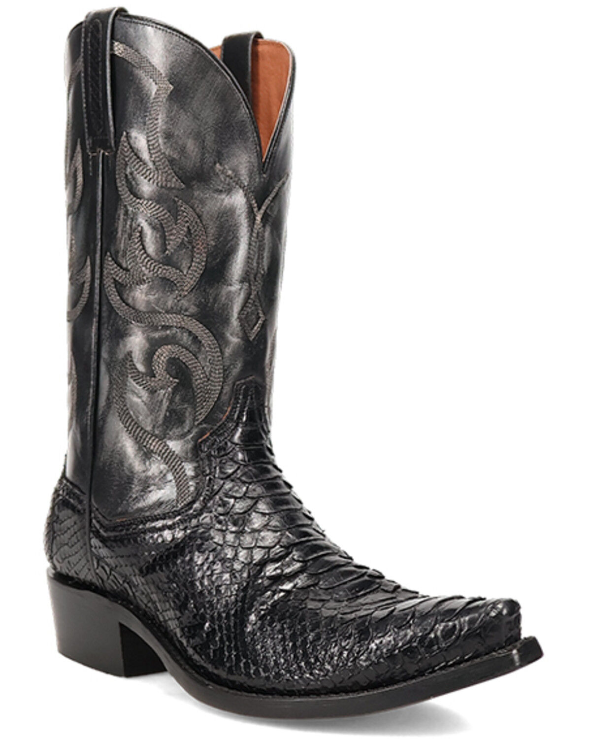 Image #1 - Dan Post Men's Exotic Python Western Boots - Snip Toe, Black, hi-res