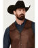Image #2 - Scully Men's Leather Vest, Brown, hi-res
