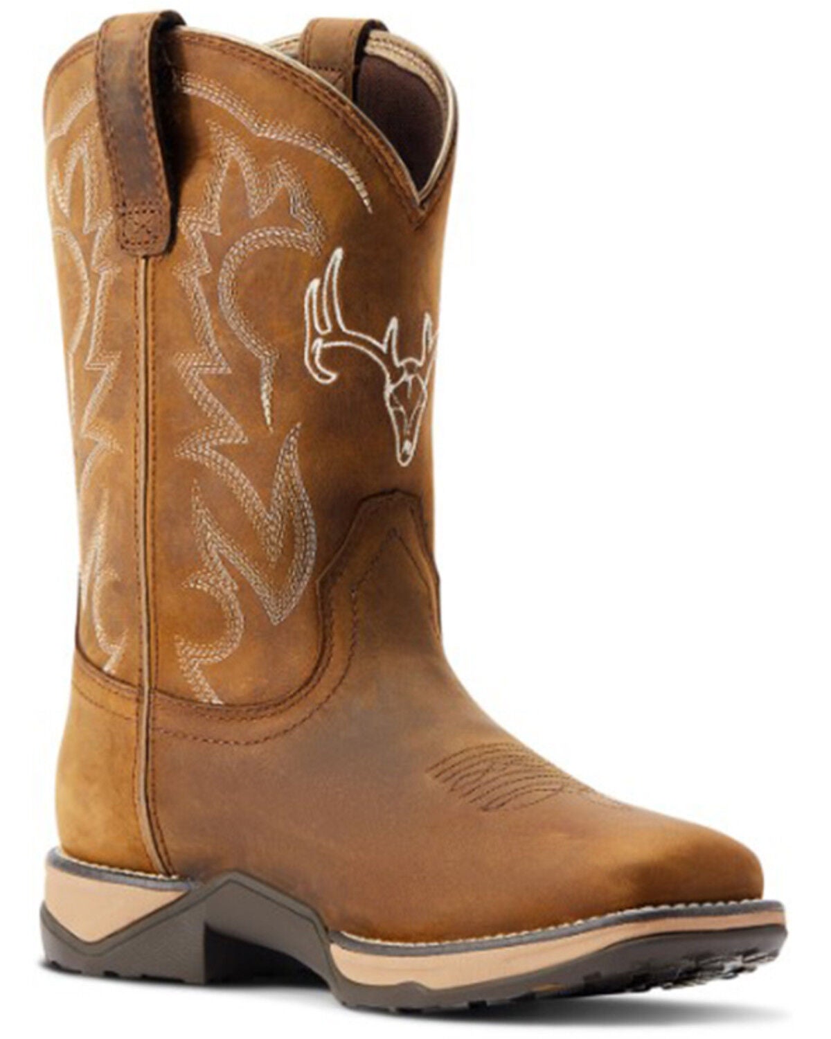 Ariat Women's Anthem Deer Waterproof Western Performance Boots - Broad Square Toe, Brown, hi-res