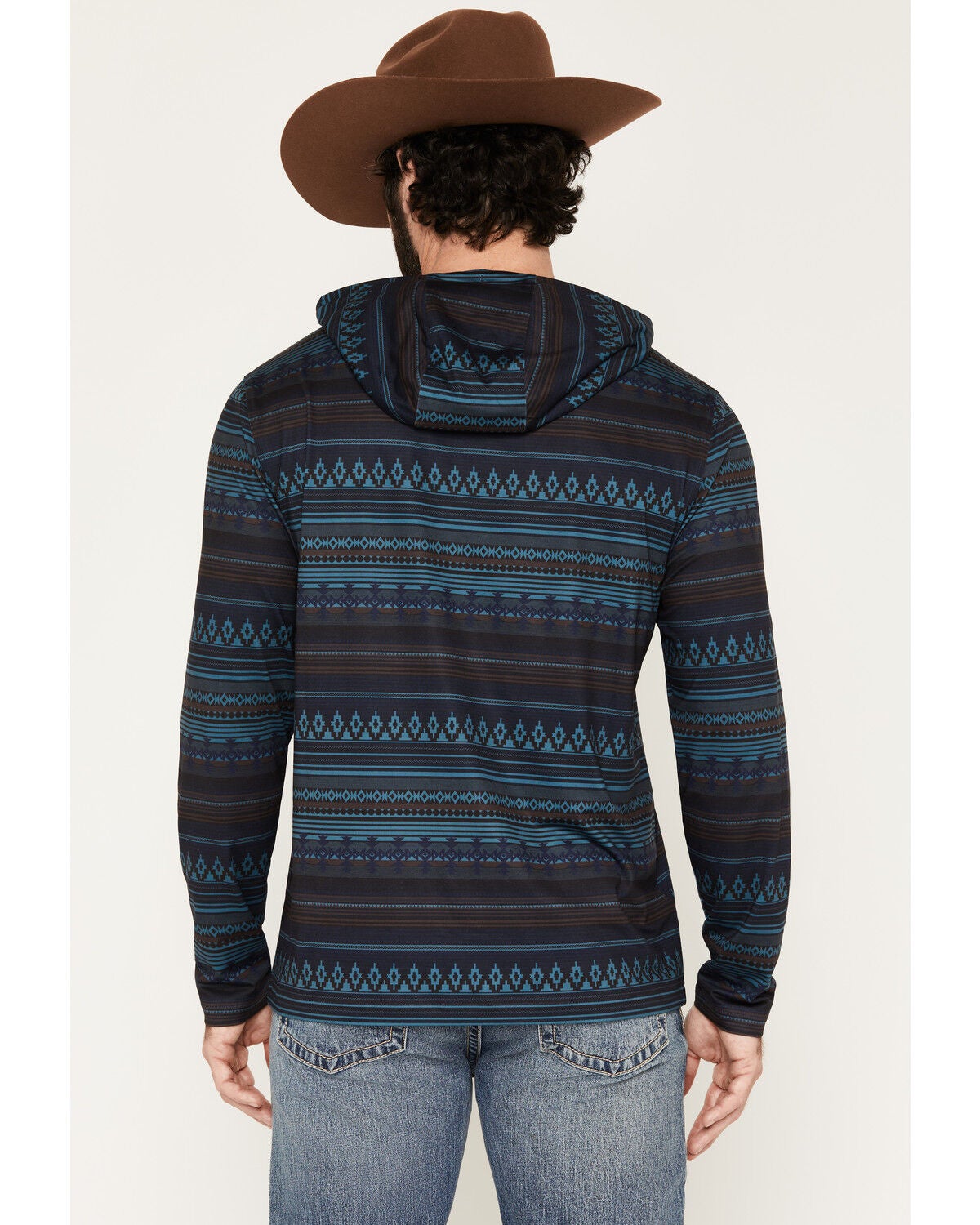 Image #4 - RANK 45&reg; Men's Stone Mesa Southwestern Striped Tech Hooded Long Sleeve Shirt, Navy, hi-res