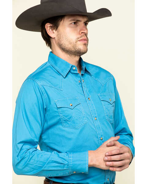 Image #3 - Wrangler Retro Men's Long Sleeve Western Shirt , Blue, hi-res
