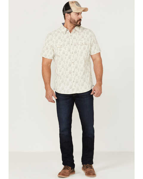 Image #2 - Flag & Anthem Men's Tempe Cactus Print Short Sleeve Snap Western Shirt , Cream, hi-res