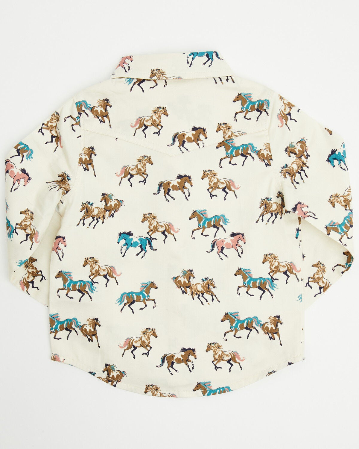 Image #3 - Shyanne Toddler Girls' Horse Print Long Sleeve Pearl Snap Stretch Western Shirt, Cream, hi-res