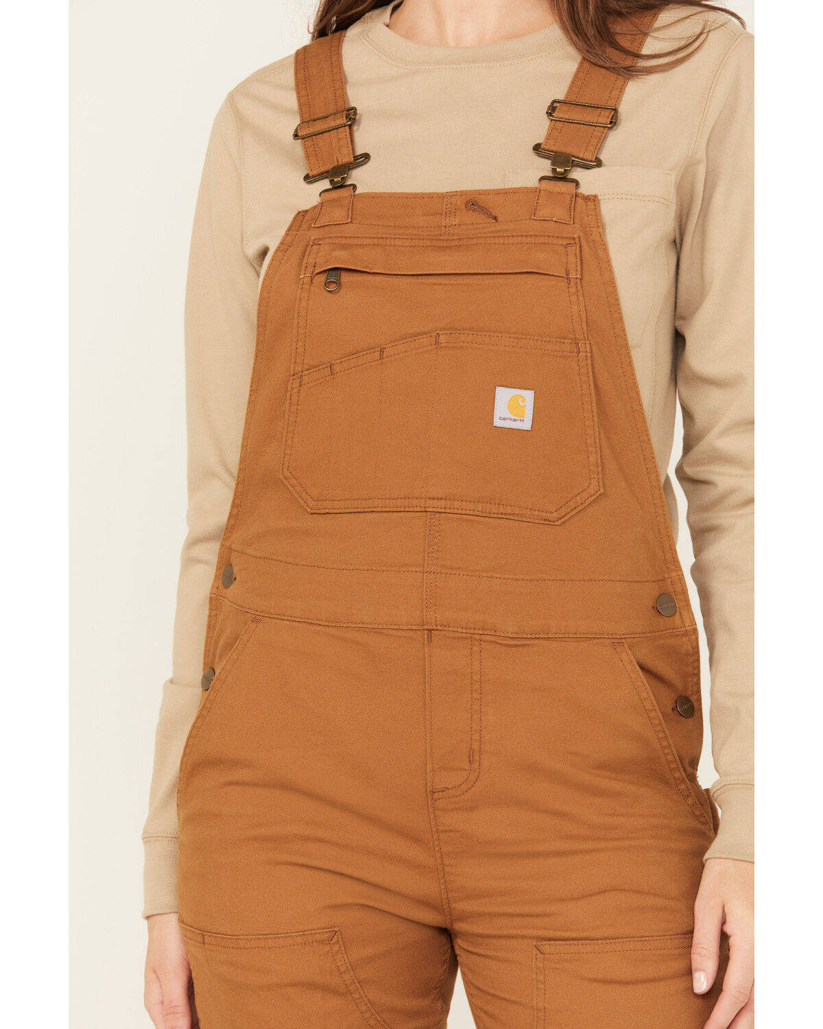 Image #3 - Carhartt Women's Loose Fit Canvas Bib Overalls, Brown, hi-res