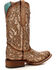 Corral Women's Orix Glitter Inlay & Studded Western Boots - Square Toe, Brown, hi-res