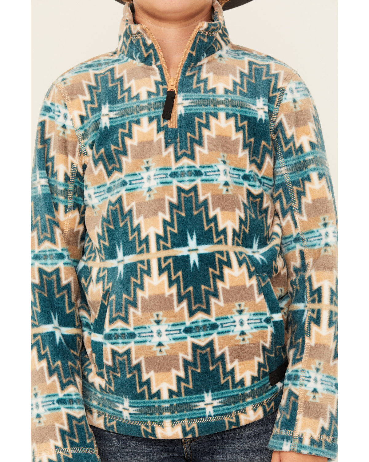 Image #3 - Rock & Roll Denim Boys' Southwestern Print Fleece Pullover, Cream, hi-res