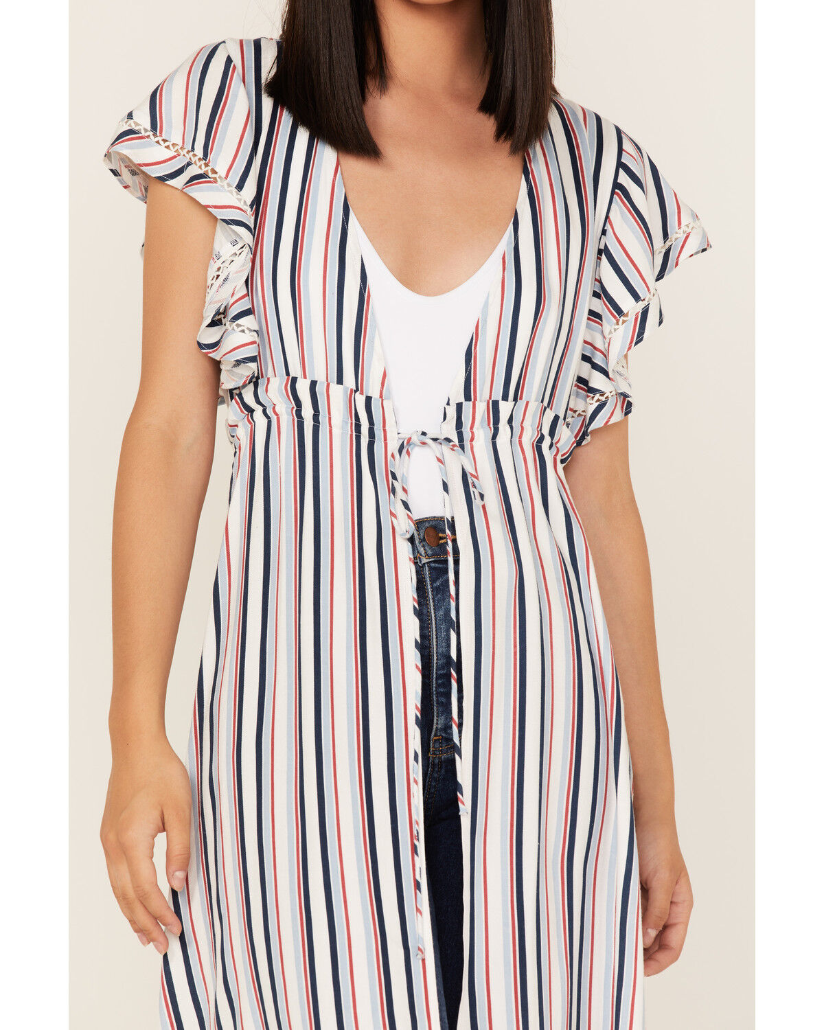 Image #3 - Rock & Roll Denim Women's Americana Stripe Kimono, Red/white/blue, hi-res