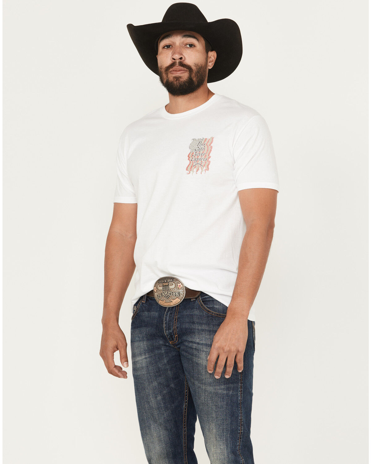 Image #2 - Howitzer Men's Never Americana Short Sleeve Graphic T-Shirt, White, hi-res