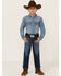 Image #1 - Wrangler Retro Little Boys' Troxler Dark Wash Relaxed Bootcut Stretch Denim Jeans, Blue, hi-res