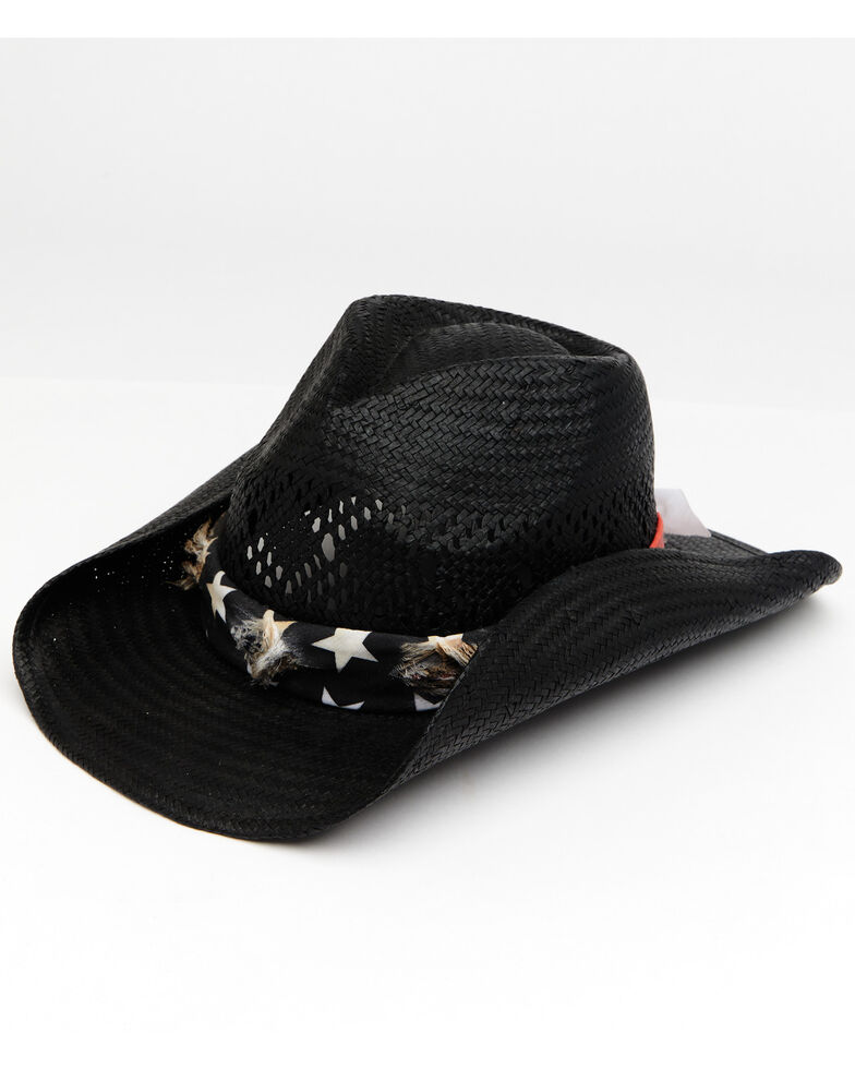Cody James Men's Black Here Comes Trouble Toyo Straw Western Hat , Black, hi-res