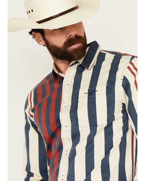 Image #2 - Kimes Ranch Men's 1992 Serape Striped Long Sleeve Button-Down Western Shirt , Red/white/blue, hi-res