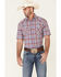 Rough Stock By Panhandle Men's Red Ombre Plaid Short Sleeve Snap Western Shirt , Red, hi-res
