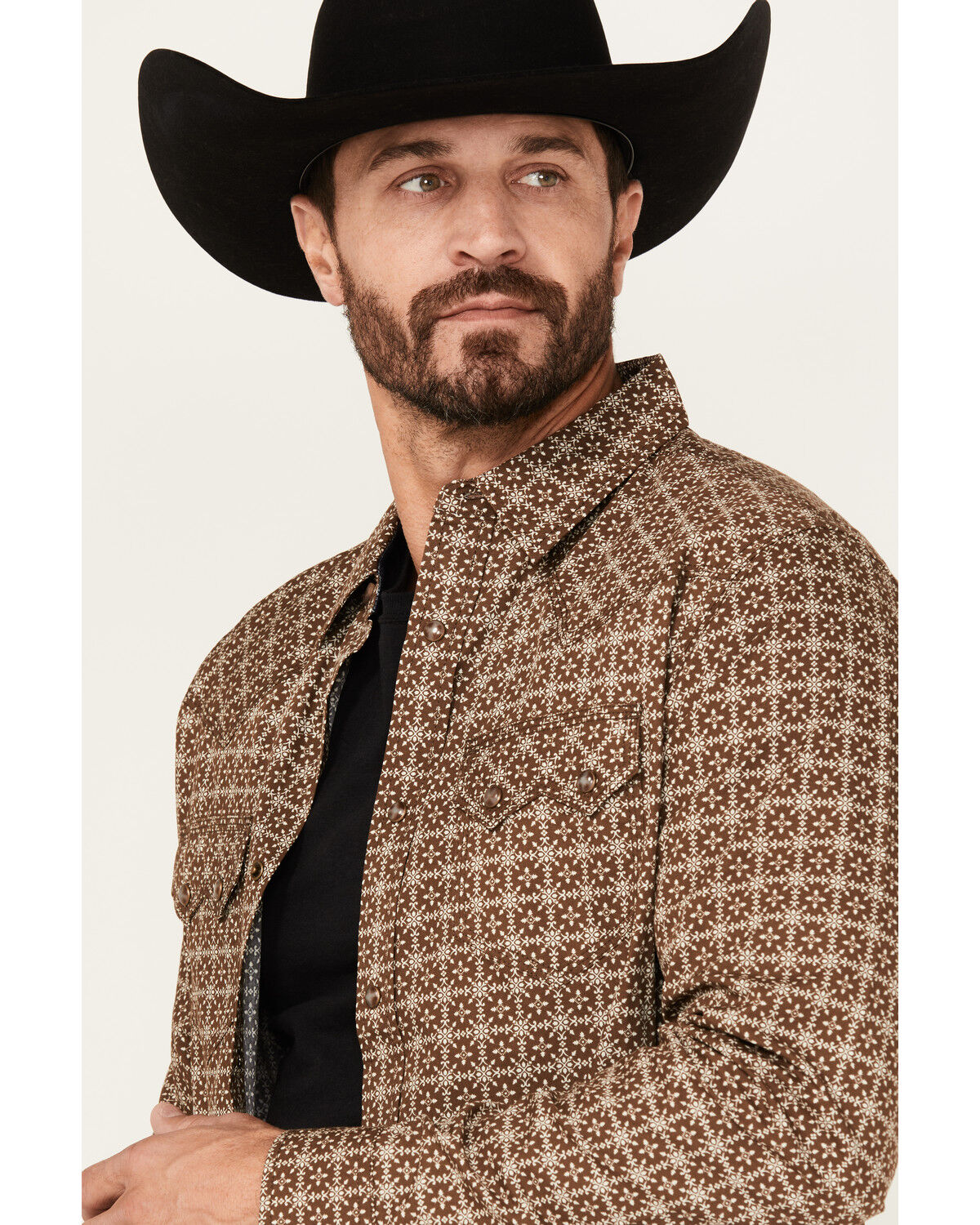 Image #2 - Moonshine Spirit Men's Time Bomb Geo Print Long Sleeve Snap Western Shirt, Brown, hi-res