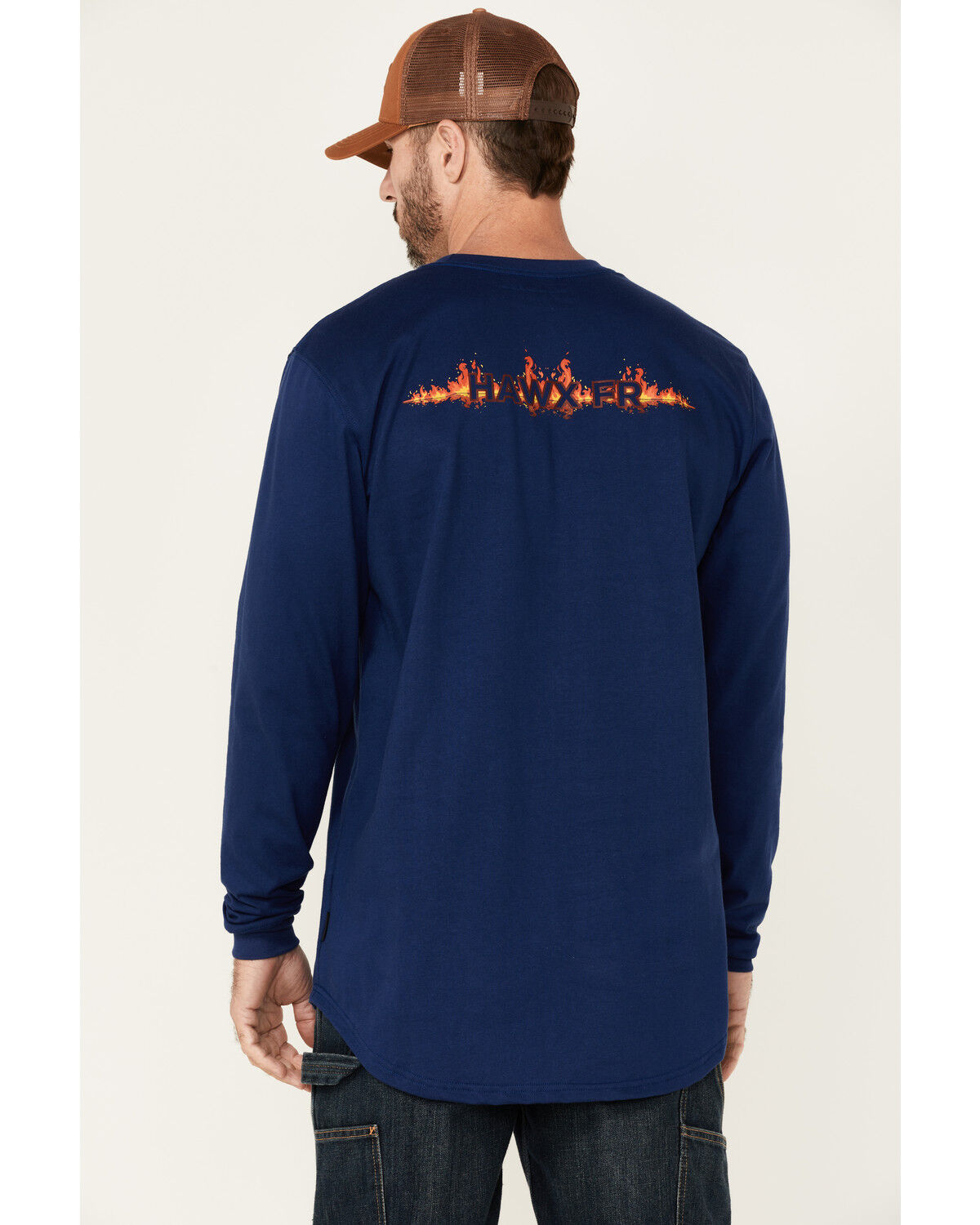 Image #4 - Hawx Men's FR Graphic Long Sleeve Work T-Shirt - Tall, Blue, hi-res