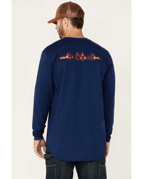 Image #4 - Hawx Men's FR Graphic Long Sleeve Work T-Shirt - Tall , Blue, hi-res