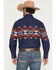 Image #4 - Panhandle Slim Men's Southwestern Border Print Long Sleeve Pearl Snap Western Shirt, Navy, hi-res