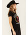 Image #2 - Recycled Karma Women's Fireball Rhinestone Graphic Tee, Black, hi-res