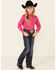 Wrangler Girls' Snap Long Sleeve Western Shirt , Pink, hi-res
