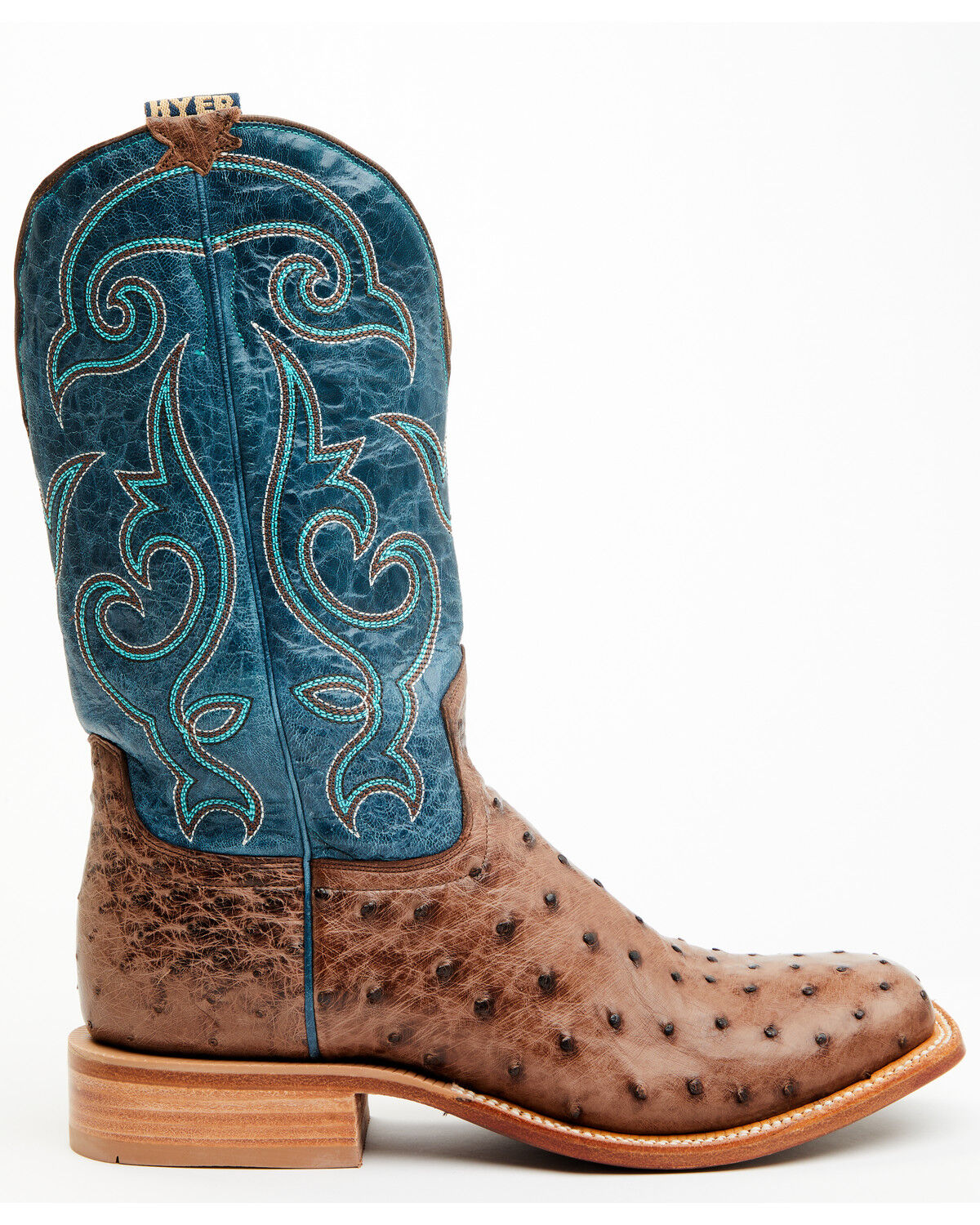 Image #2 - Hyer Men's Jetmore Exotic Ostrich Western Boots - Broad Square Toe, Brown, hi-res