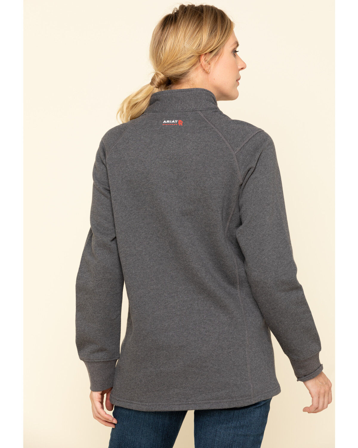 Image #2 - Ariat Women's Charcoal Heather FR Rev 1/4 Zip Pullover, Charcoal, hi-res