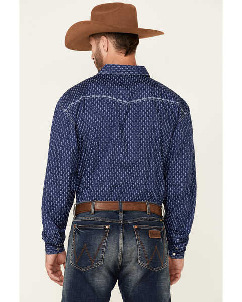 Image #4 - Cowboy Hardware Men's Arrow Geo Print Long Sleeve Pearl Snap Western Shirt , Blue, hi-res