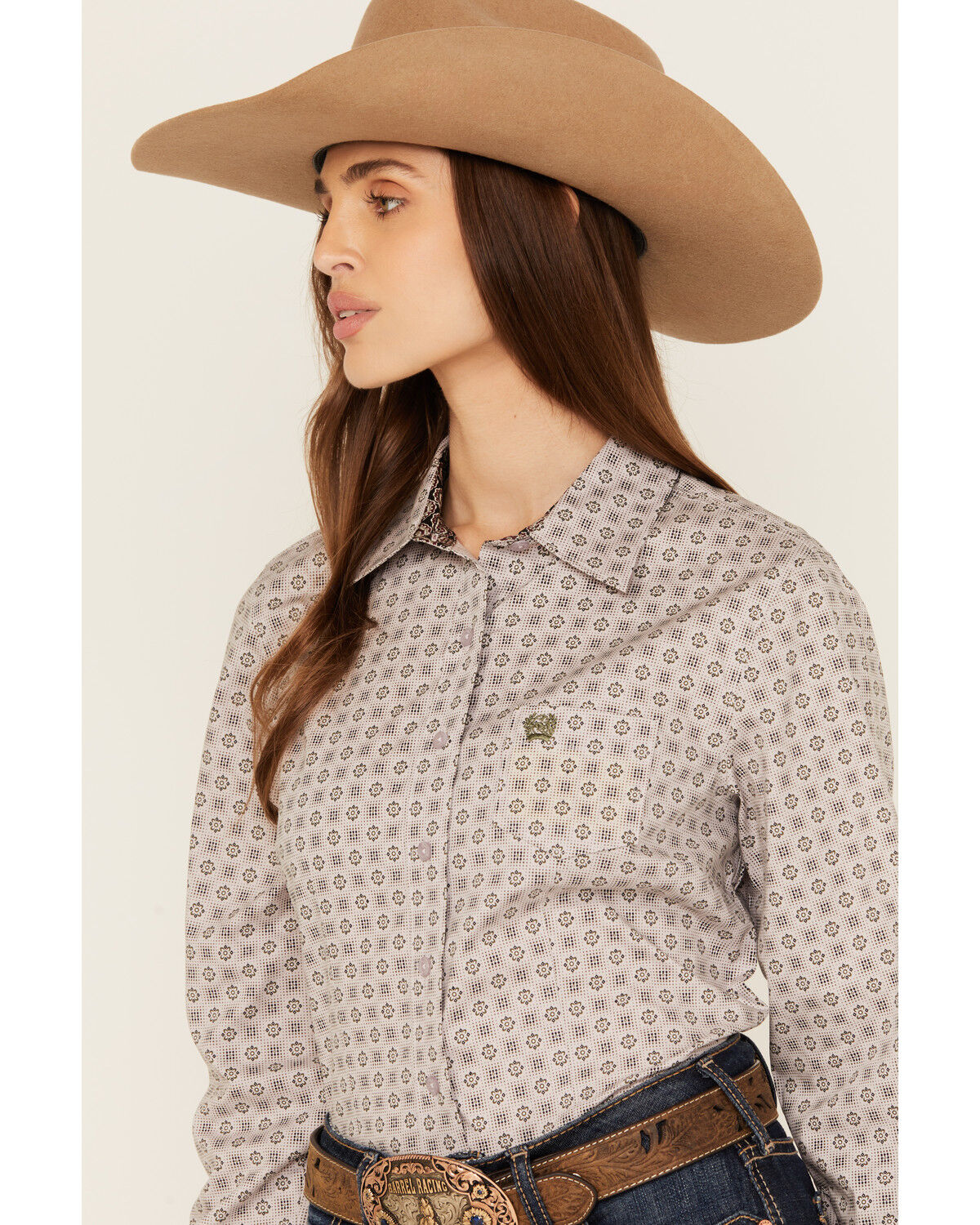 Image #2 - Cinch Women's Medallion Print Long Sleeve Button-Down Stretch Western Shirt, Light Purple, hi-res